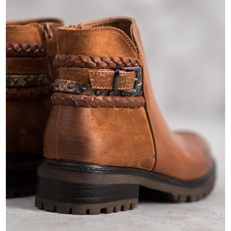 Erynn Trabajadores bajos con cinturón decorativo marrón 2