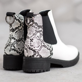 Erino Botines Chelsea altos con estampado de serpiente blanco 2 Erino Botines Chelsea altos con estampado de serpiente blanco 2