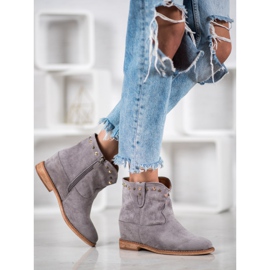 Bella Paris Botas camperas de ante con jets gris 6