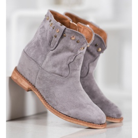 Bella Paris Botas camperas de ante con jets gris 2