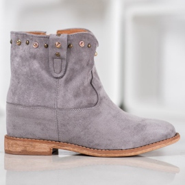 Bella Paris Botas camperas de ante con jets gris 4