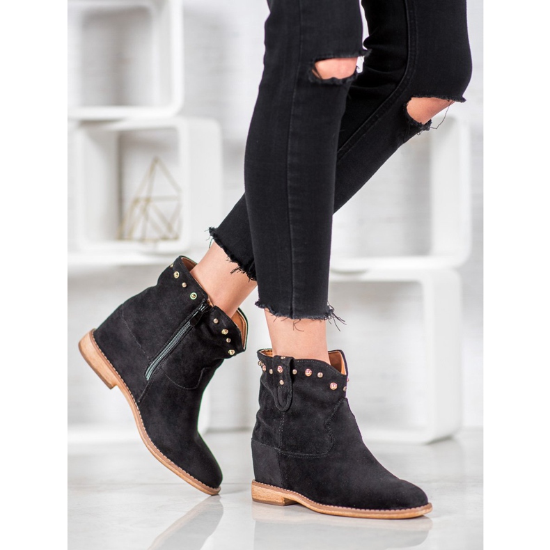 Bella Paris Botas camperas de ante con jets negro 1