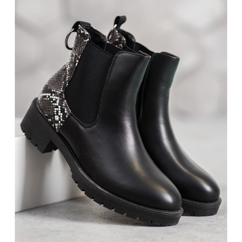 Erino Botines Chelsea altos con estampado de serpiente negro 2 Erino Botines Chelsea altos con estampado de serpiente negro 2