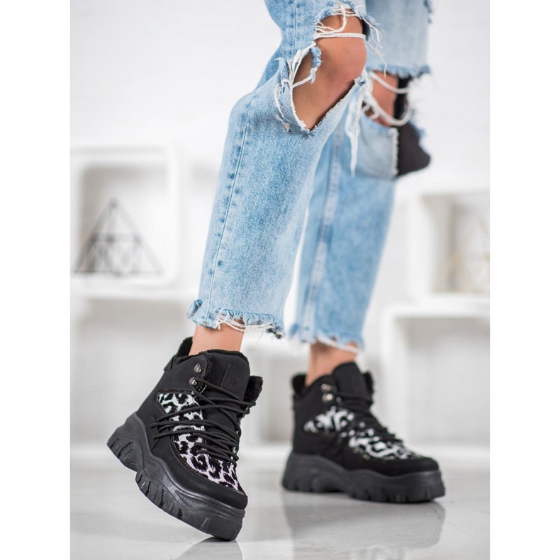 SHELOVET Zapatillas con estampado de leopardo negro 2