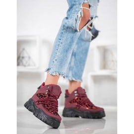 SHELOVET Zapatillas con estampado de leopardo rojo 1