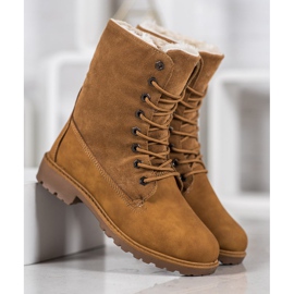 SHELOVET Camello Trappers con piel marrón 3