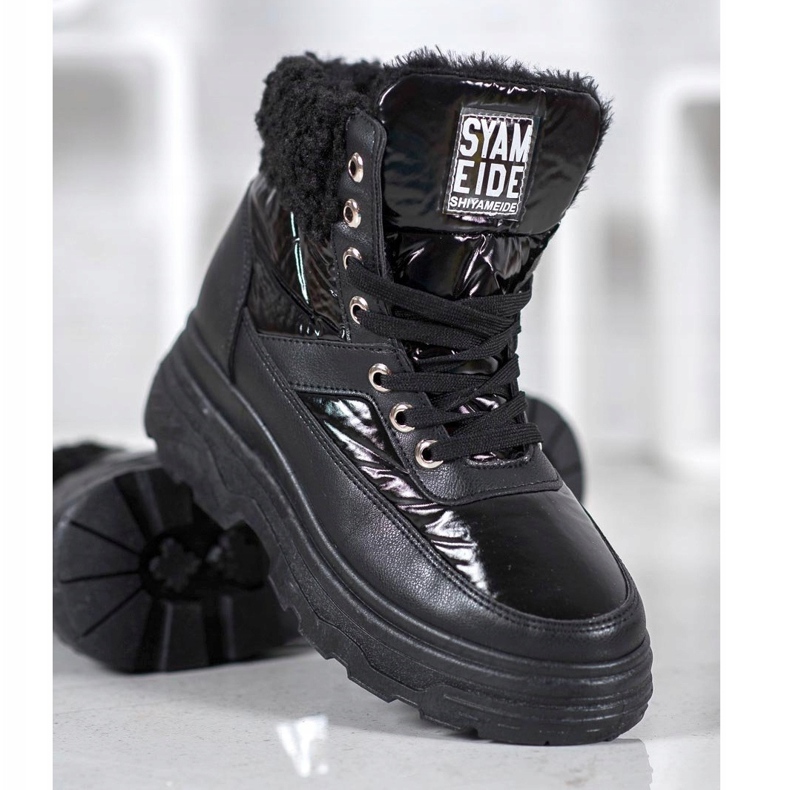 Bella Paris Zapatillas con piel de oveja negro 2