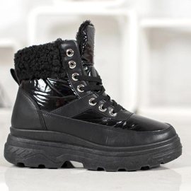 Bella Paris Zapatillas con piel de oveja negro 7