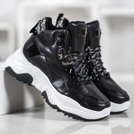 Bella Paris Zapatillas de deporte con cordones de moda negro 2