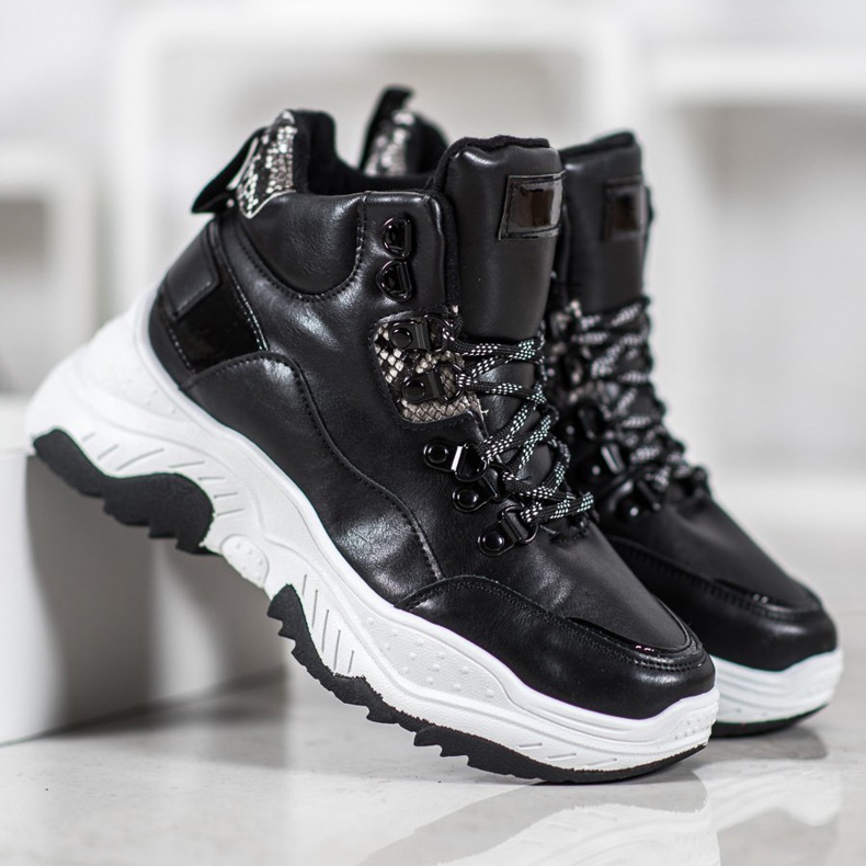 Bella Paris Zapatillas de deporte con cordones de moda negro 2