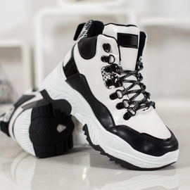 Bella Paris Zapatillas de deporte con cordones de moda blanco negro 2