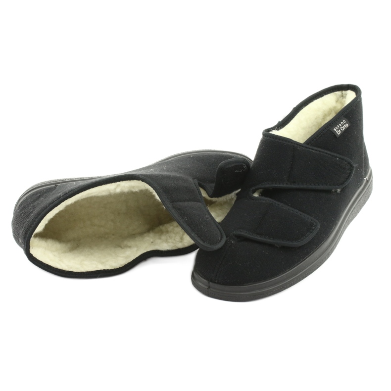 Zapatillas de hombre cálidas Dr.Orto Befado con velcro, pu 986M011, negro 4