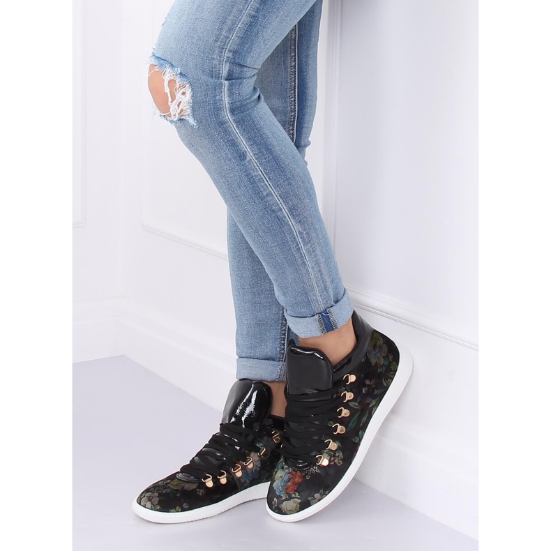 Zapatillas de terciopelo K1834206 Flores negro multicolor 2