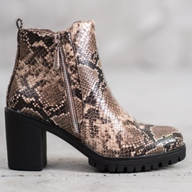 Seastar Botas de plataforma con estampado de serpiente marrón multicolor 1
