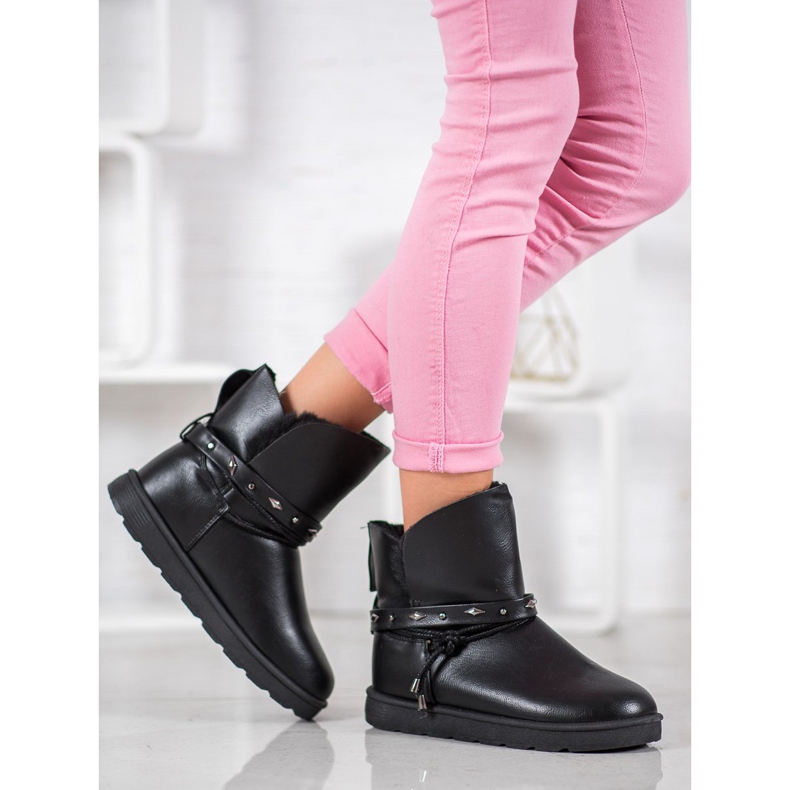 SHELOVET Mukluki con cuero ecológico negro 1