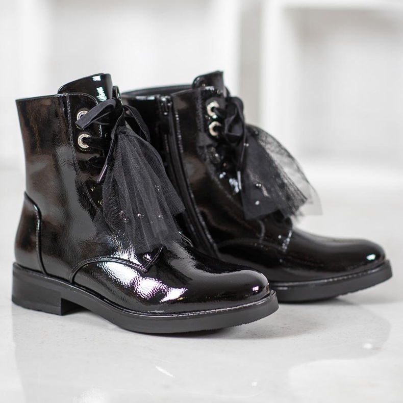 SHELOVET Trabajadores de cuero ecológico lacado negro 1