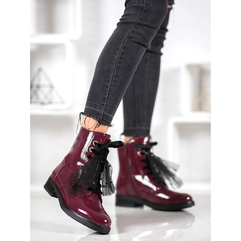 SHELOVET Trabajadores de cuero ecológico lacado rojo 2