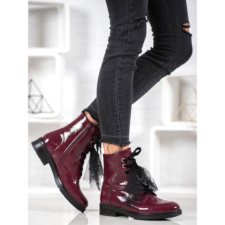 SHELOVET Trabajadores de cuero ecológico lacado rojo 1