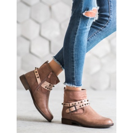 SHELOVET Botines rosas con pedrería 1