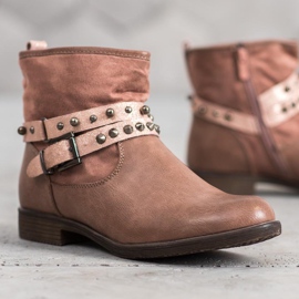 SHELOVET Botines rosas con pedrería rosado 3
