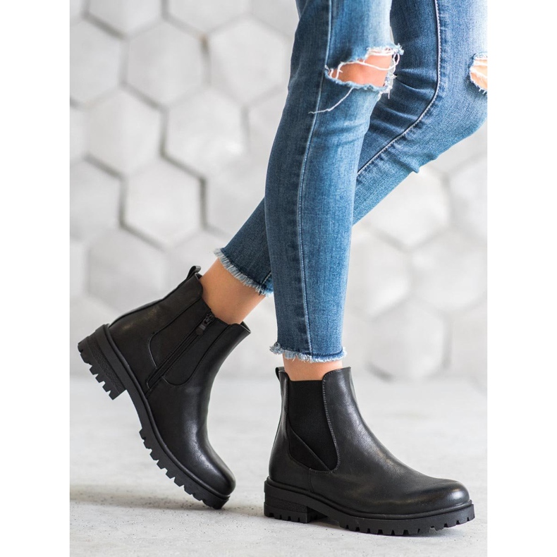 Super Mode Trabajadores clásicos hechos de cuero ecológico negro 1