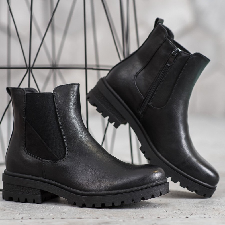 Super Mode Trabajadores clásicos hechos de cuero ecológico negro 2