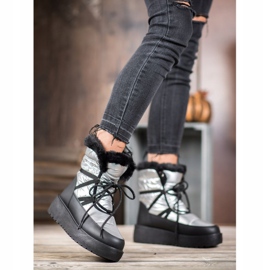 Bella Paris Botas de nieve de moda plata gris 2