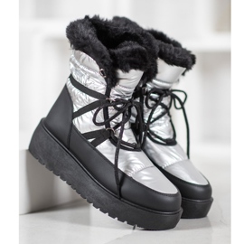 Bella Paris Botas de nieve de moda plata gris 5