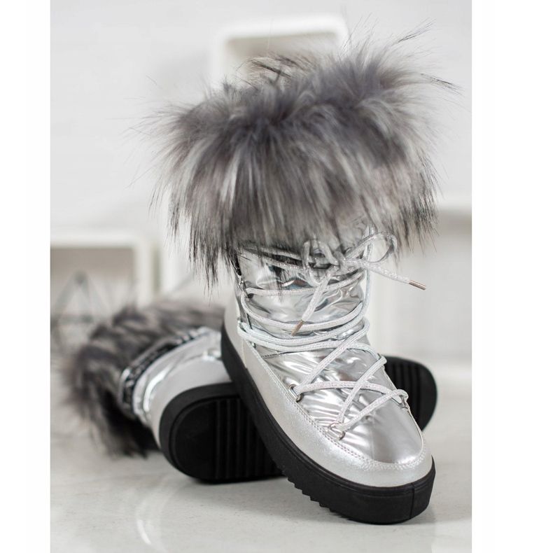 Bella Paris Botas de nieve cálidas con pelo gris 1 Bella Paris Botas de nieve cálidas con pelo gris 1