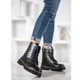 SHELOVET Trabajadores de moda con cuero ecológico negro 4