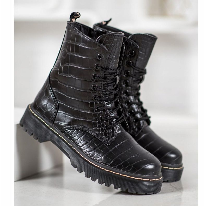 SHELOVET Trabajadores de moda con cuero ecológico negro 1