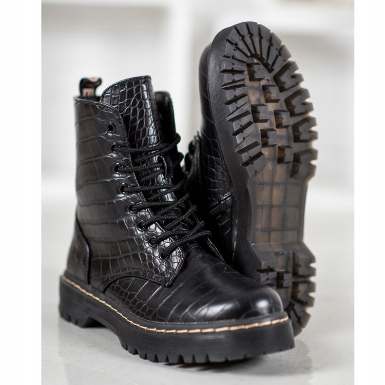 SHELOVET Trabajadores de moda con cuero ecológico negro 2