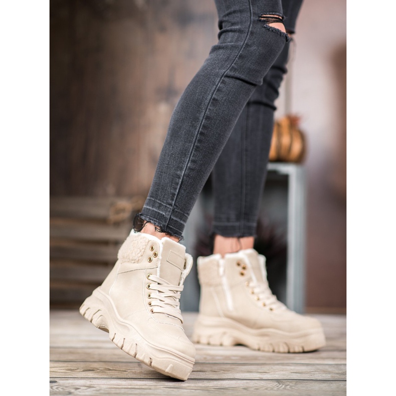 GOLL Zapatillas cálidas con piel de oveja marrón 1