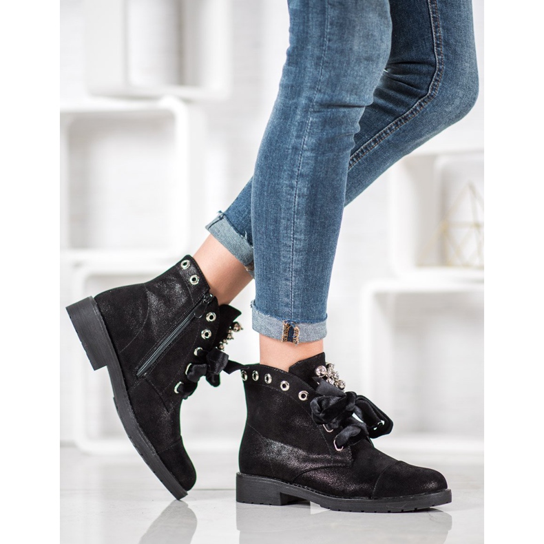 Bella Paris Botas con lazo decorativo negro 2