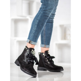 Bella Paris Botas con lazo decorativo negro 3