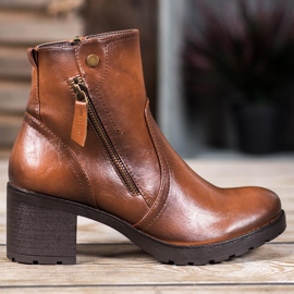 SHELOVET Botines con cremallera marrón 3