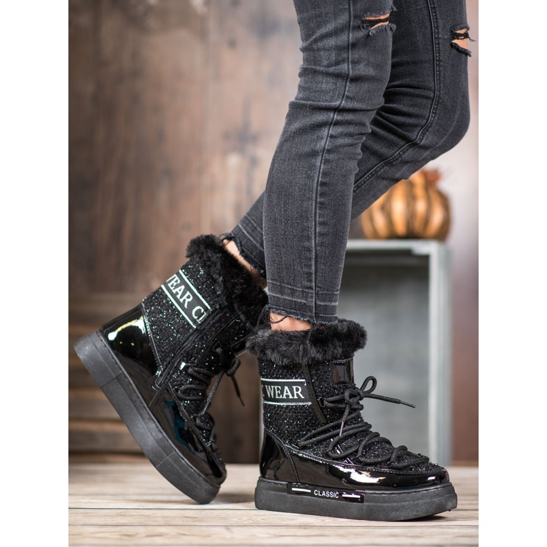 Bella Paris Botas de nieve clásicas de moda negro 1