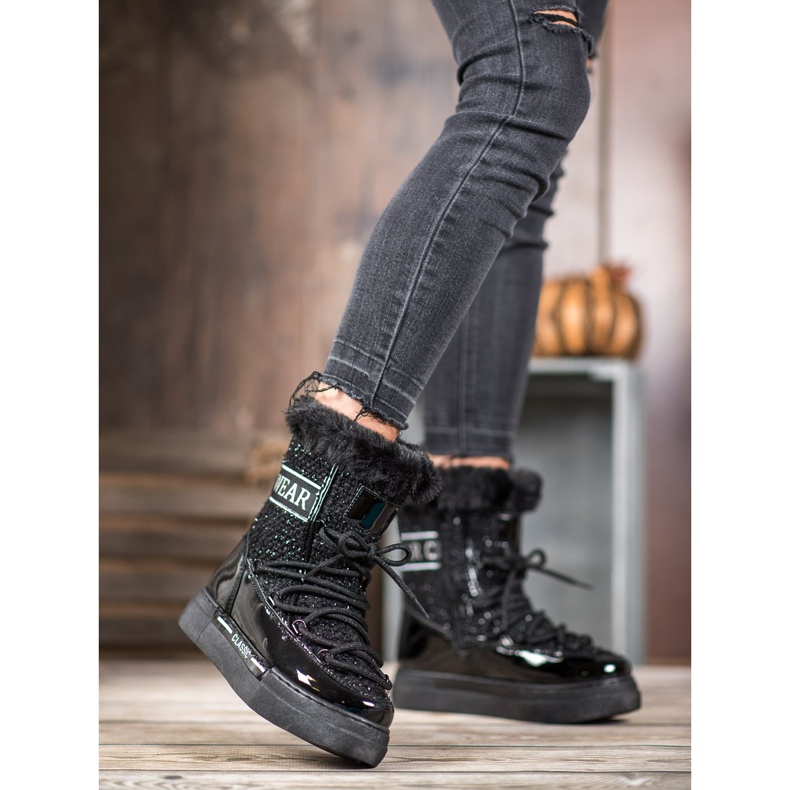 Bella Paris Botas de nieve clásicas de moda negro 2