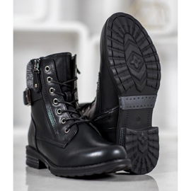 J. Star Botas con cordones con cuero ecológico negro 6