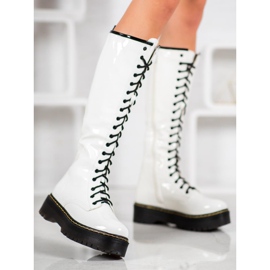 Seastar Botas con cordones con cuero ecológico blanco 1