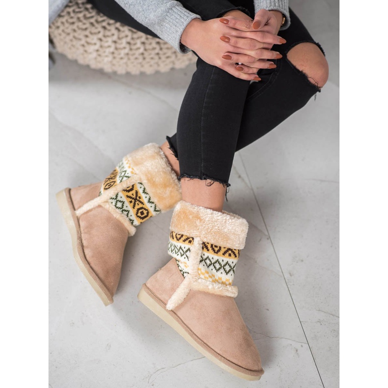 Badoxx Botas de nieve con estampado étnico marrón 2