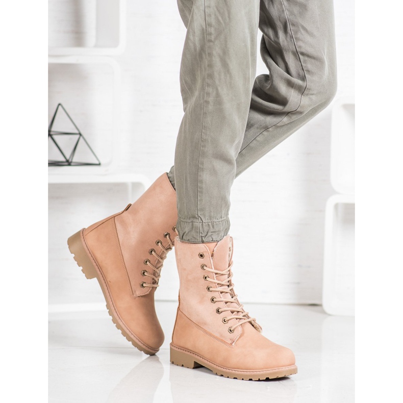 Super Me Botas con cordones rosado 1 Super Me Botas con cordones rosado 1
