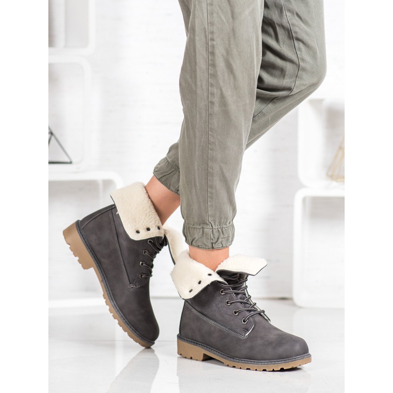 Super Me Botas grises con piel de oveja 1