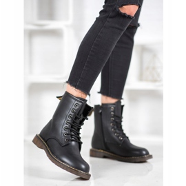 SHELOVET Tramperos de moda con cuero ecológico negro 1 SHELOVET Tramperos de moda con cuero ecológico negro 1