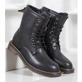 SHELOVET Tramperos de moda con cuero ecológico negro 2 SHELOVET Tramperos de moda con cuero ecológico negro 2