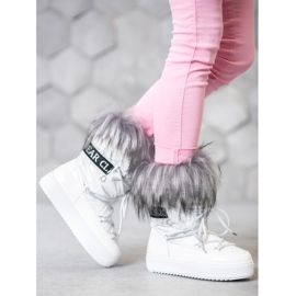 Bella Paris Botas de nieve cálidas con pelo blanco 4