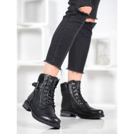 J. Star Botas con cordones con cuero ecológico negro 1