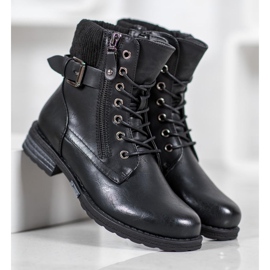J. Star Botas con cordones con cuero ecológico negro 2