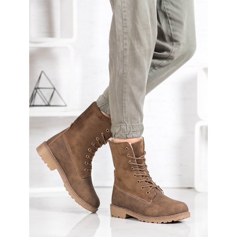 Super Me Botas con cordones caqui verde 2 Super Me Botas con cordones caqui verde 2