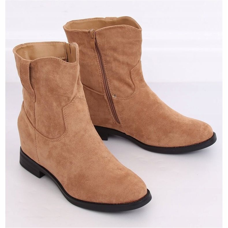 Botas con cuña oculta beige G-7605 Caqui 1 Botas con cuña oculta beige G-7605 Caqui 1